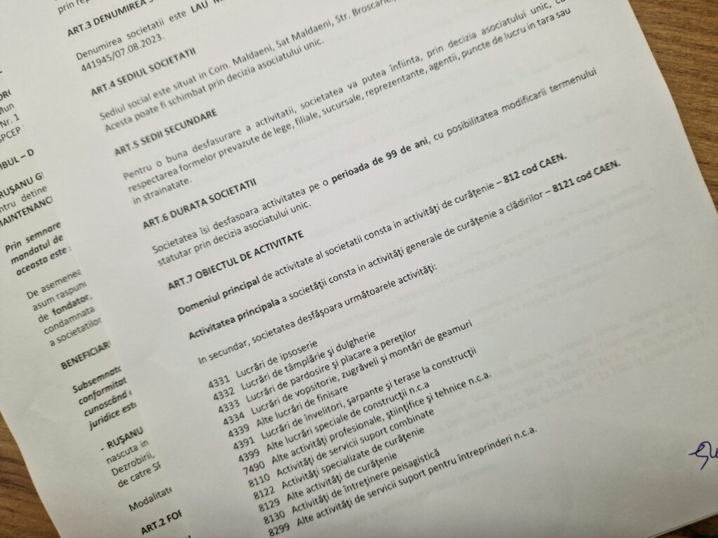 Schimbare CAEN Activitate Principală